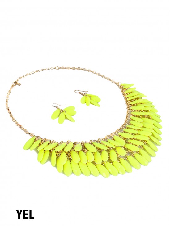 COLOUR BEAD NECKLACE WITH EARRING SET